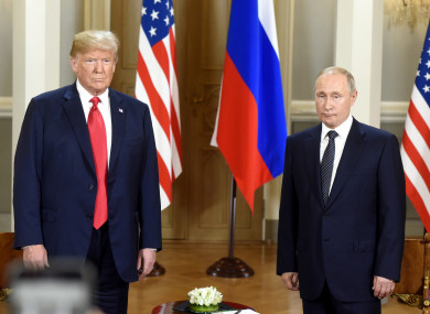 Trump and Putin during a press conference after their meeting in Helsinki.