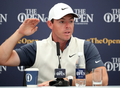 Rory McIlroy during a press conference on preview day four of The Open Championship.
