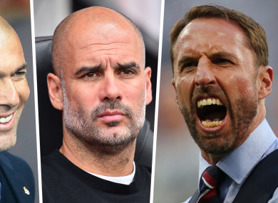 Gareth Southgate Pep Guardiola and Zinedine Zidane are among the nominees for Fifa Coach of the Year.