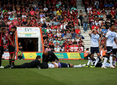 Keane received on-field treatment for a number of minutes.