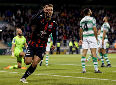 Eoghan Stokes celebrates his goal.