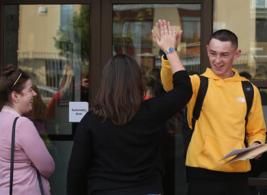 Dean Ryan holding his Leaving Cert results at Pobalscoil Neasáin, Baldoyle, Dublin last week.
