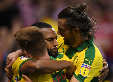West Brom celebrate Matt Phillips' goal.