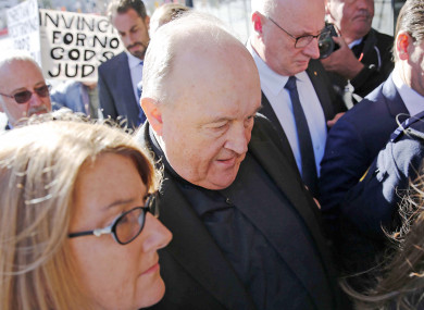 Former Adelaide Archbishop Philip Wilson arrives at Newcastle Local Court, in Newcastle, Australia, after a post-sentence decision today.