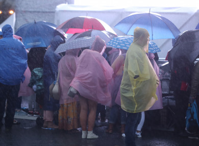People arrive in Knock this morning.