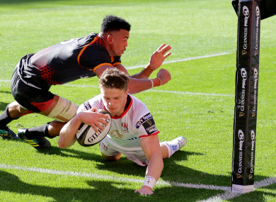 Kernohan gets over in the corner.