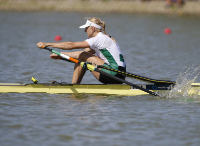 Sanita Puspure competing in the final earlier today.