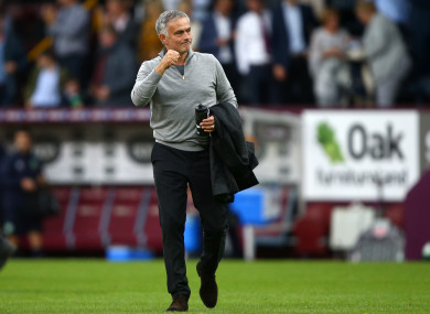 Mourinho celebrates United's win at Burnley.