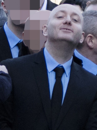 Freddie Thompson at the funeral of Regency Hotel shooting victim David Byrne.