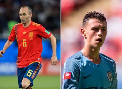 Andres Iniesta and Phil Foden.