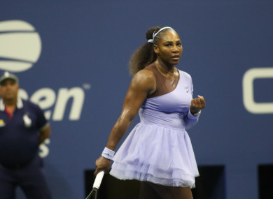 Williams celebrates a point during her US Open semi-final.