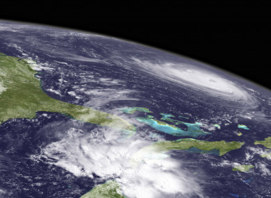 Satellite image shows Hurricane Florence in the Atlantic Ocean.