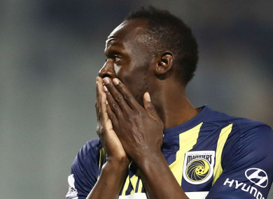 Usain Bolt playing for the Central Coast Mariners