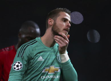 Manchester United goalkeeper David De Gea following his side's defeat to Juventus in the Champions League.