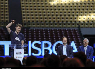 A ceremony announcing the new ten-year deal for the Lisbon Web Summit this morning