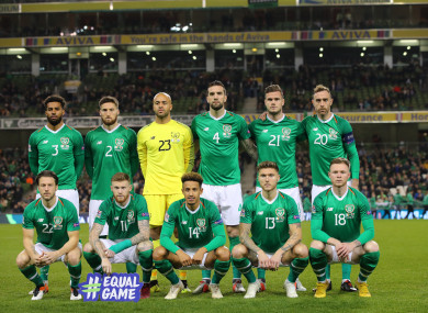 The Ireland team pictured ahead of the Wales game.