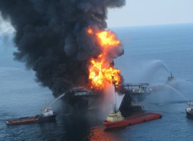 Fire boats tackle the blaze on the Deepwater Horizon, 21 April, 2010.