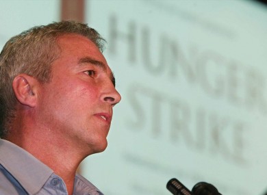 Pat Sheehan addresses last night's Sinn Féin meeting at which he was nominated to succeed Gerry Adams in the Stormont Assembly.