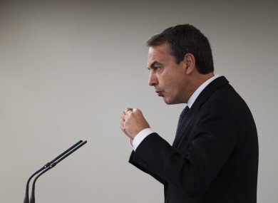 Spanish prime minister Jose Luis Rodriguez Zapatero: his country may see its cost of borrowing rise further if Moody's downgrades its rating of Spanish debt.