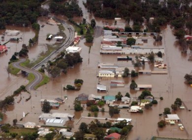 An aerial view shows flooded area in Chinchilla, southern Queensland state, Australia, 29 December, 2010.