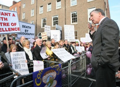 Jimmy Devins speaks at a protest against health cuts in 2007. He later quit the Fianna Fáil parliamentary party.