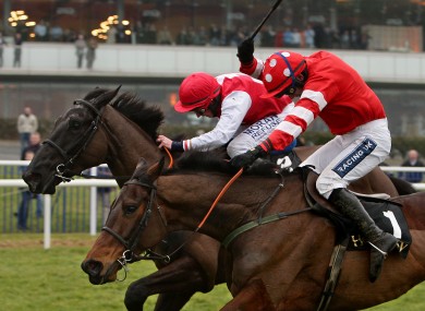 Joncol (far side) sees off Cooldine to win last year's Hennessy Gold Cup