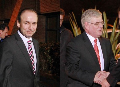 Micheál Martin and Eamon Gilmore were divided on whether the Central Bank had backed the 2008 bank guarantee.