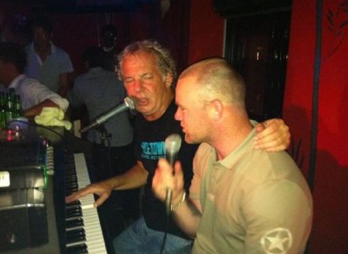 Coleen's tweeted photo of Wazza belting out the hits on Saturday night.