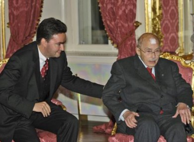 Otto von Habsburg with his son George on the occasion of his 95th birthday.