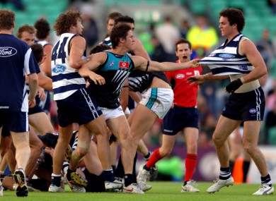 What an Aussie Rules altercation might look like.