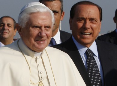 Silvio Berlusconi with Pope Benedict in 2009.