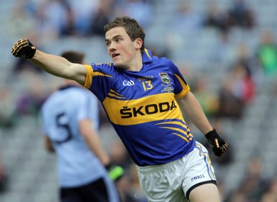 Liam McGrath of Tipp celebrates scoring the first goal of the game.