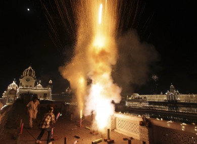 Fireworks at a Sikh festival in Amritsar, India