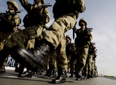 File photo of Turkish soldiers taking part in a military parade in November 2010.