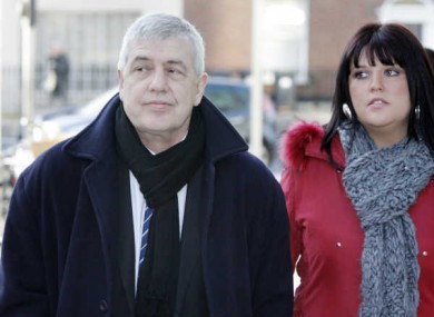 Liam Adams, pictured at the Criminal Courts of Justice with his daughter Claire Smith this morning.