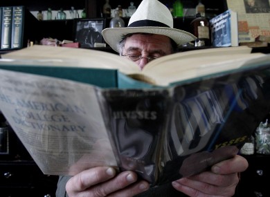 Dermot O'Donoghue reads in Sweny's pharmacy in Dublin, made famous by James Joyce's 'Ulysses'. A reading of his short story 'The Dead' was held in Dublin today.