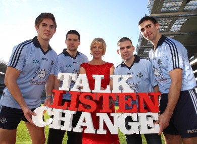 Michael Fitzsimons, Conal Keaney, boxing champ Bernard Dunne and James McCarthy with SOS CEO Caroline McGuigan.