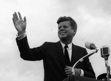 President Kennedy waves to the crowds during his visit to Co Wexford in June, 1963.