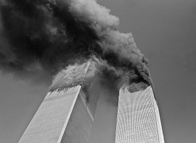 The World Trade Centre after being hit by planes on September 11th, 2001.