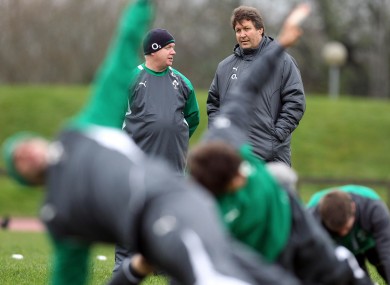 Head coach Declan Kidney with forwards coach Gert Smal. File photo.