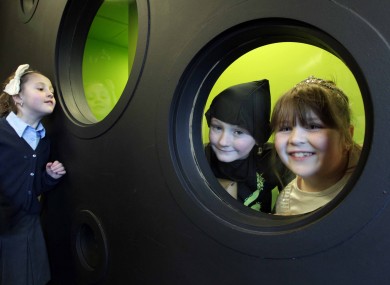 From right, Niamh Kennedy (8) dressed as the Princess and the Pea, Kian Grogan (9) as a ninja and Alie Richardson (6) celebrate World Book Day at St Audeon's School in Dublin.