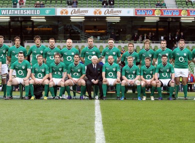The Irish team at the Aviva Stadium before the Scotland game.