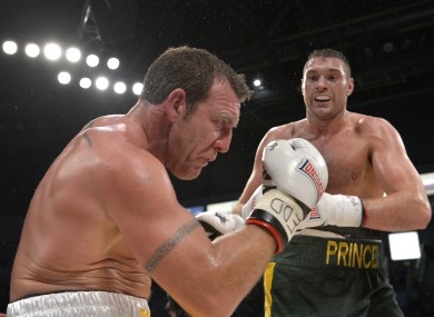 Martin Rogan in action against Tyson Fury (green trunks).
