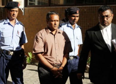Sandip Mooneea arrives at the Supreme Court in Port Louis, Mauritius.