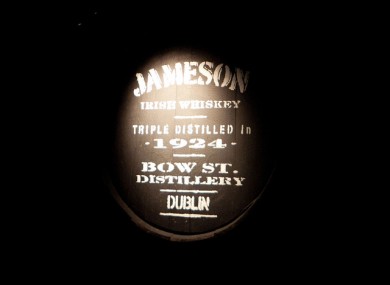A barrel of whiskey at the Jameson Distillery in Dublin's Smithfield.