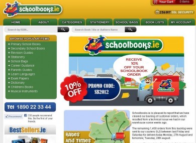 Screengrab of the Schoolbooks.ie website
