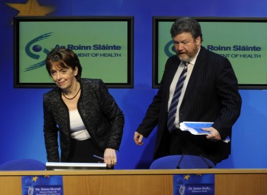 Róísín Shortall and James Reilly brief reporters after the 2012 Budget. Reilly told a local meeting last night that