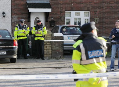 Gardaí at the scene of the fatal shooting on Cloverhill Road, west Dublin.