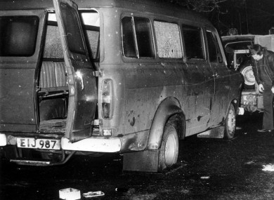 This Ford Transit minibus was carrying 16 people home from work when the IRA staged fake checkpoint and opened fire on its Protestant passengers.