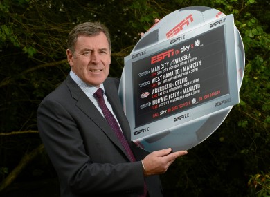 Safe hands: Packie Bonner at an event to promote ESPN's coverage of the Barclays Premier League and the Clydesdale Bank SPL.